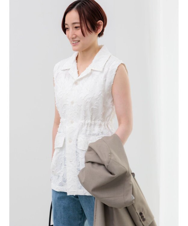 Te chichi カットジャガードジレ オフホワイト