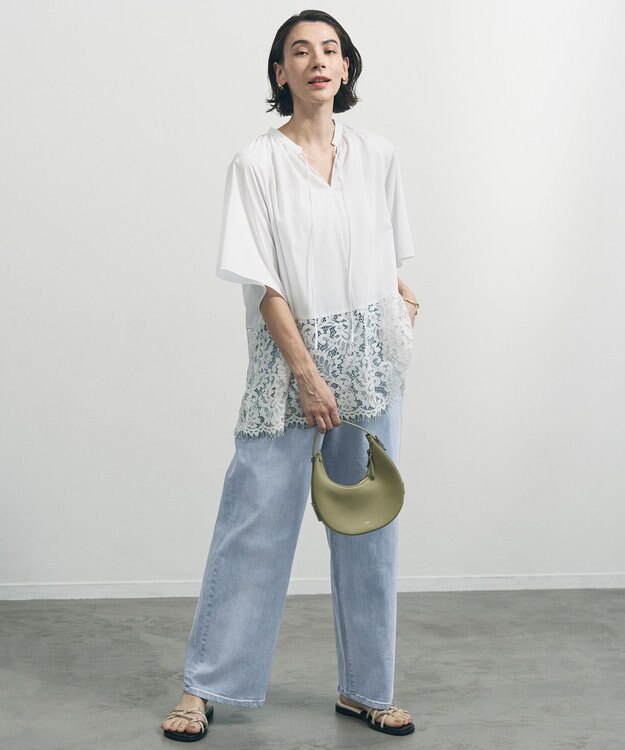 UNFILO L 【UNFILO DENIM/新色追加】撥水ストレッチ ルーズワイドデニム 【NEW】アイスブルー