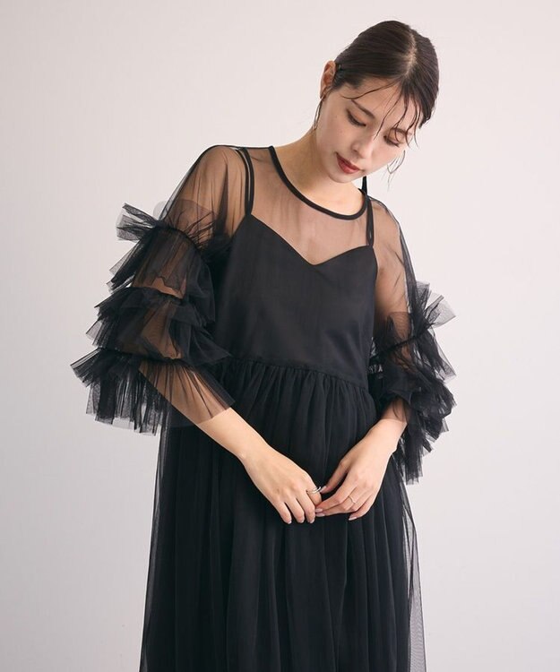 Green Parks ・Ｒａｉｌｍｅ　チュールワンピース（インナーＯＰ付） Black