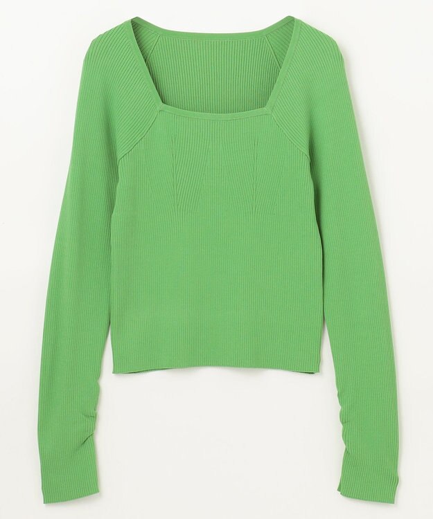 GRACE CONTINENTAL リブスクエアニットトップ グリーン