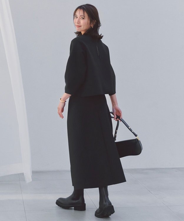 UNFILO L BEAUTY FORM KNIT フレアスカート セットアップ ブラック