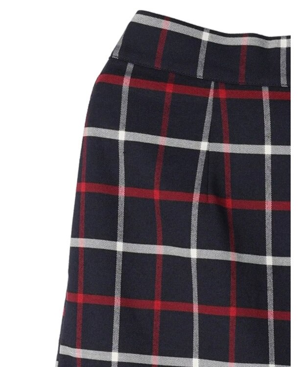 Green Parks ベルトデザインチェックＩラインスカート Navy