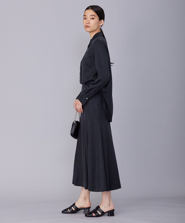 ICB 【洗える】 ルゼブフィブリルサテン シャツ チャコール系