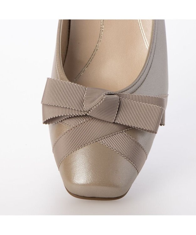 Riz raffinee <Riz raffinee>【3E】グログランリボンパンプス ベージュメタリック