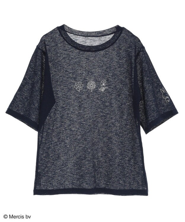 Green Parks ｍｉｆｆｙ／シアーリブプリントＴシャツ Navy