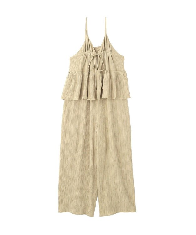 Green Parks ジャガードフリルサロペット Beige