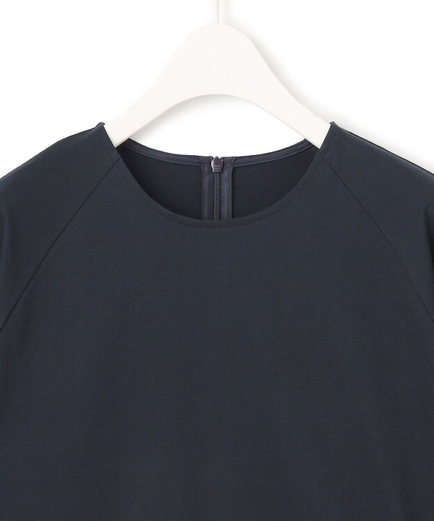 ICB L 【接触冷感・UVケア・洗える】コンフォートプレーティング パフスリーブカットソー ネイビー系