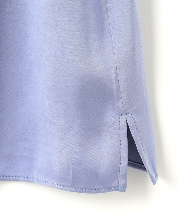 自由区 【XSサイズあり/洗える】ビンテージサテン ブラウス ダルブルー系