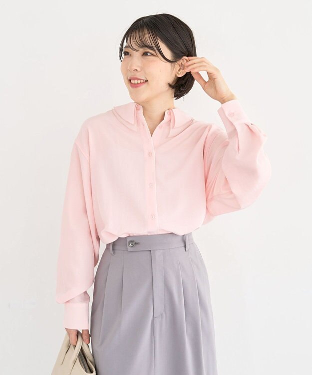 Green Parks レイヤード風ＢＩＧシャツ Pink