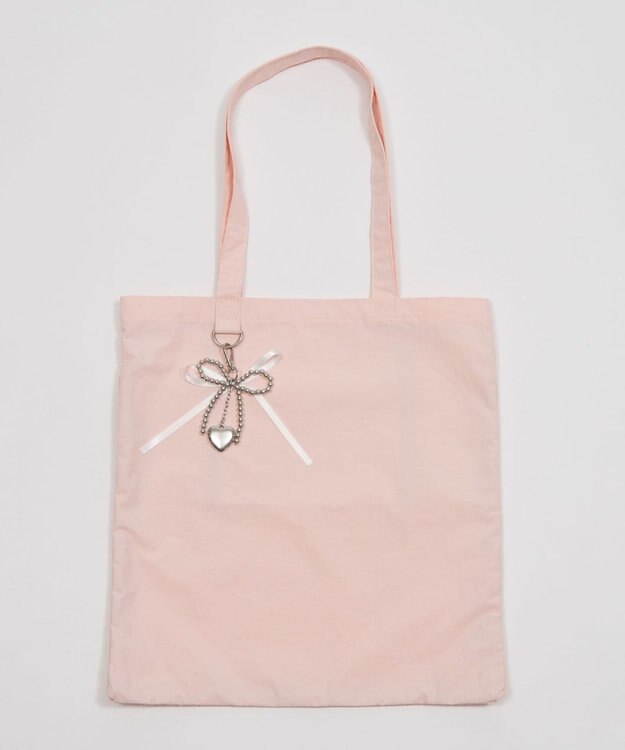 WEGO チャーム付きA4トートバッグ ライトピンク