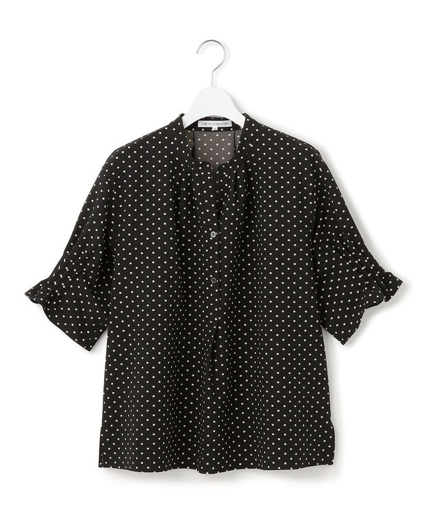 23区 S 【WEB&一部店舗限定/洗える】ドットプリント サッカー ブラウス ブラック系