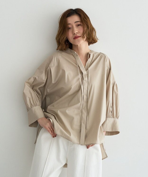 YECCA VECCA 【ORGABITS】5分袖スキッパーシャツ Beige