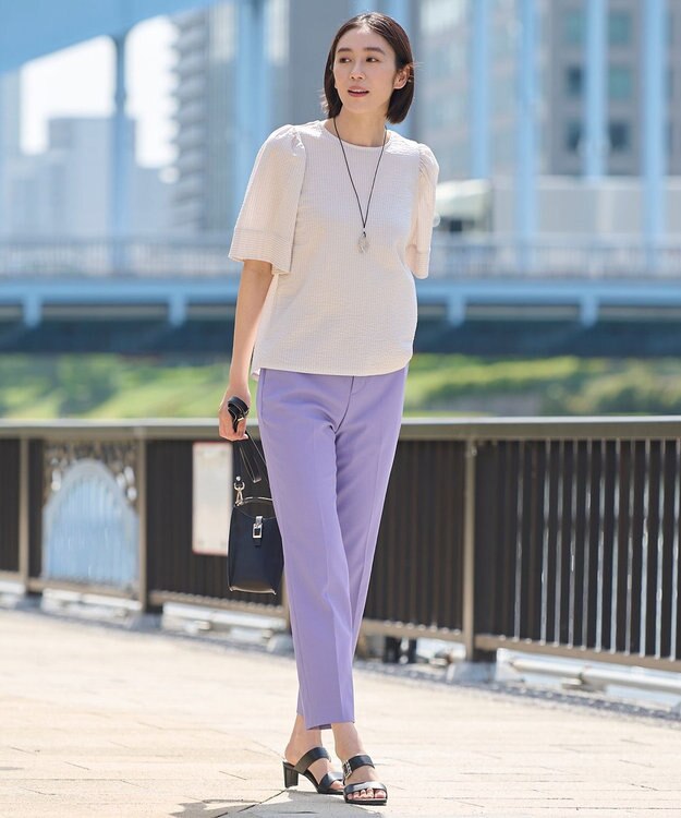 自由区 【WEB限定・洗える・XSサイズあり】シャドウサッカー カットソー ライトグレー系1