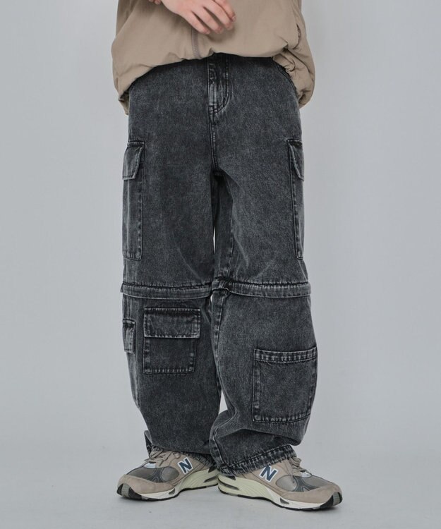 WEGO 2WAYマルチデニムカーゴパンツ デニムブラックソノタ