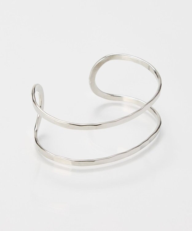 Phoebe 【金属アレルギー対応】2ラインテクスチャーワイドカフバングル　シルバー/ニッケルフリー シルバー