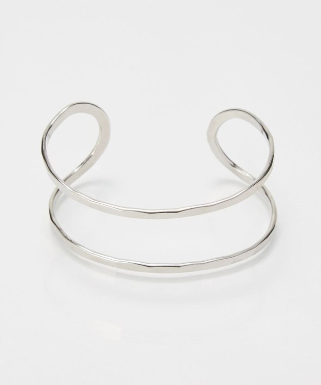 Phoebe 【金属アレルギー対応】2ラインテクスチャーワイドカフバングル　シルバー/ニッケルフリー シルバー