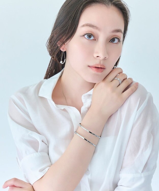 Phoebe 【金属アレルギー対応】2ラインテクスチャーワイドカフバングル　シルバー/ニッケルフリー シルバー