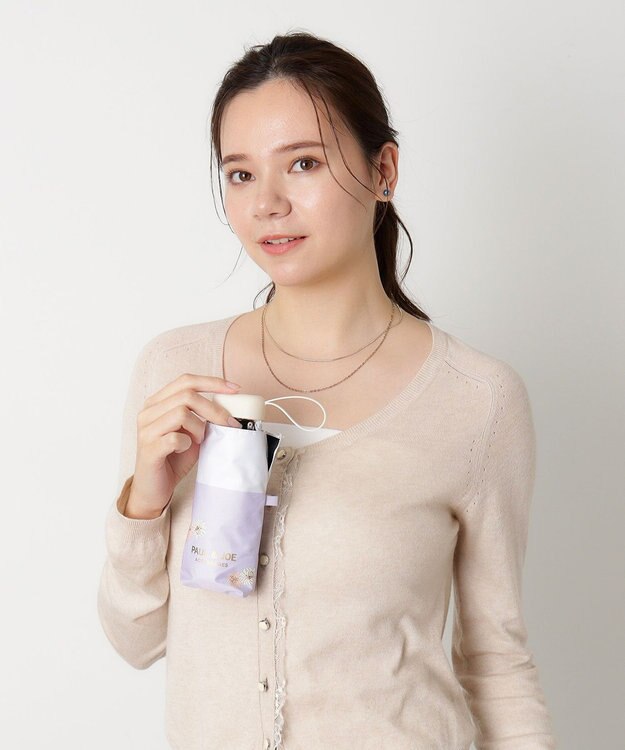 MOONBAT 【WEB限定/一級遮光99.99%】晴雨兼用折りたたみ日傘 ポール&ジョー(PAUL & JOE ACCESSOIRES)クリザンテーム/バイカラー 雨の日OK 遮熱 簡単開閉 UV 晴雨兼用 ライトパープル