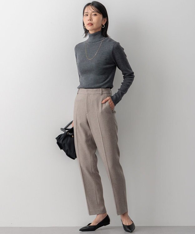 23区 L 【洗える】ウールライクカルゼ テーパードパンツ ベージュ系