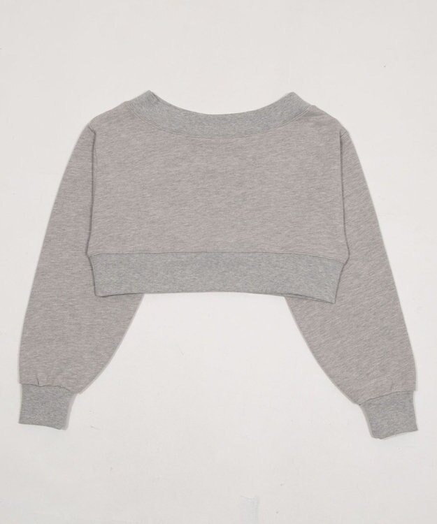 WEGO グラフィックオフショルショートスウェット 杢グレー