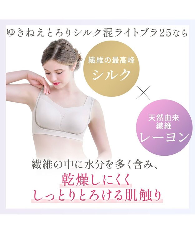 BRADELIS New York 【Yukine inc. / ブラデリス】ゆきねえとろりソフトシルク混ライトブラ25 着心地重視 軽くて快適 接触冷感機能付き 補正下着 パールグレージュ