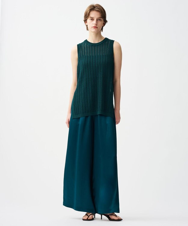 uncrave シースルーケーブルニット ノースリーブトップス ビリジアングリーン