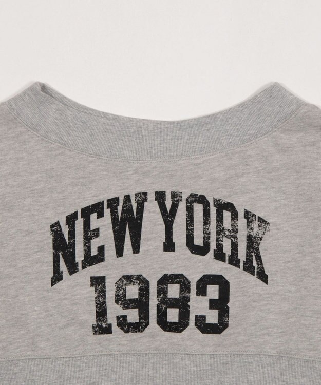 WEGO グラフィックオフショルショートスウェット 杢グレー