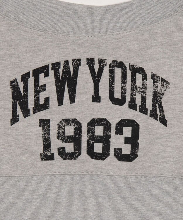 WEGO グラフィックオフショルショートスウェット 杢グレー