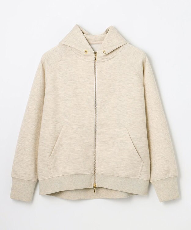 ANY L ラメダンボールダブルジップパーカー オートミール