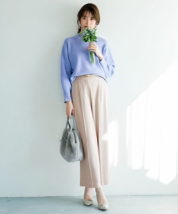 ANY SIS S 【セットアップ対応】セレモニーダブルクロス ワイドパンツ ライトベージュ