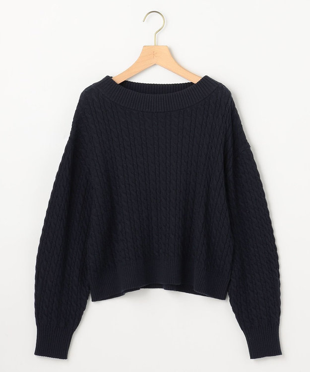 組曲 S 【加藤ローサさん着用】コットンカシミヤMIX ケーブル ニット ネイビー系