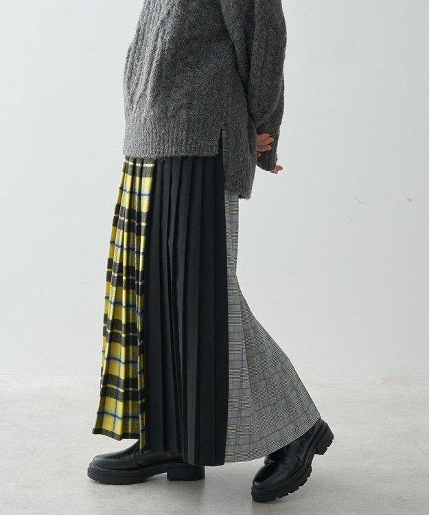 AMERICAN HOLIC シャギーチェックプリーツスカート Yellow