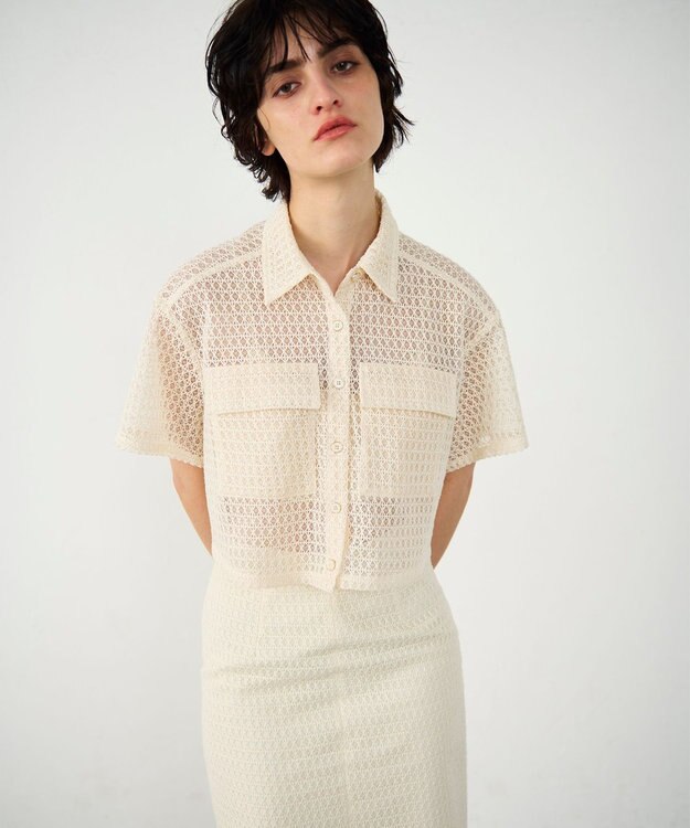 GRACE CONTINENTAL ラッセルメッシュシャツ ベージュ