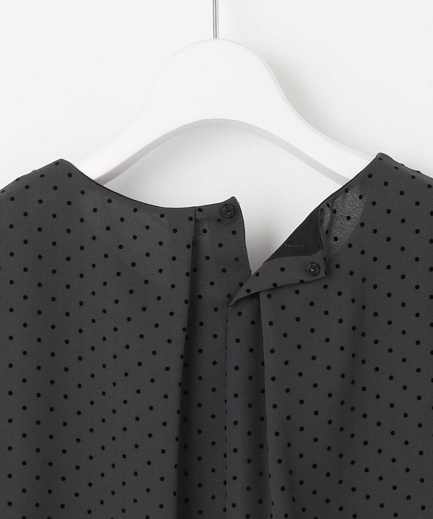 J.PRESS LADIES 【洗える】ドットフロッキープリント フレア カットソー スレートベース系