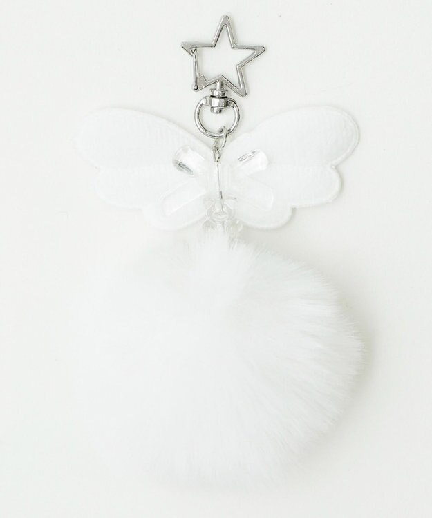 WEGO ファーぽんぽんエンジェルキーホルダー ホワイト