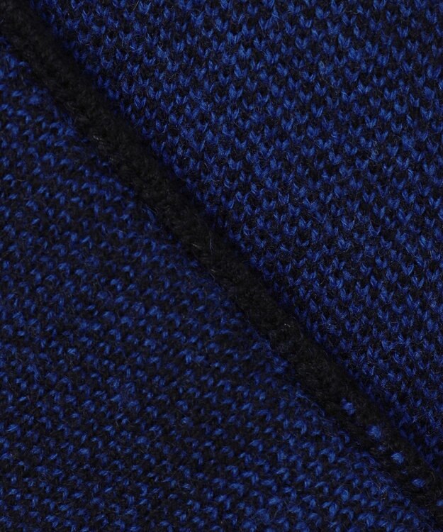 ICB 【洗える】ソフトカシミヤミックス ブロッキングハイネックニット ブルー柄系