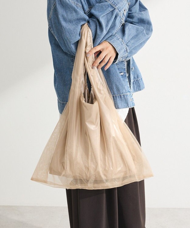 Green Parks チュールレイヤードポケッタブルバッグ Beige
