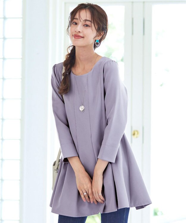 Tiaclasse L 【洗える】ダブルラインタックチュニック サックス