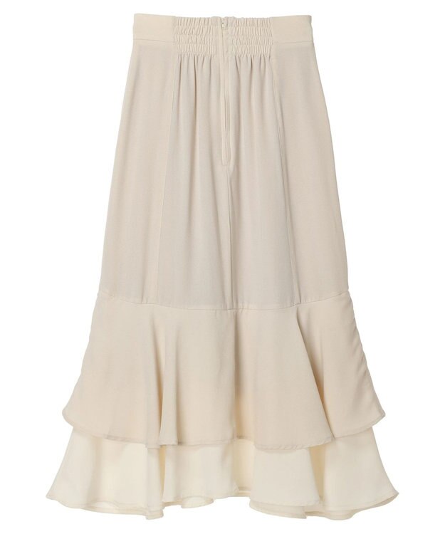 earth music&ecology バイカラーラッフルヘムスカート Beige