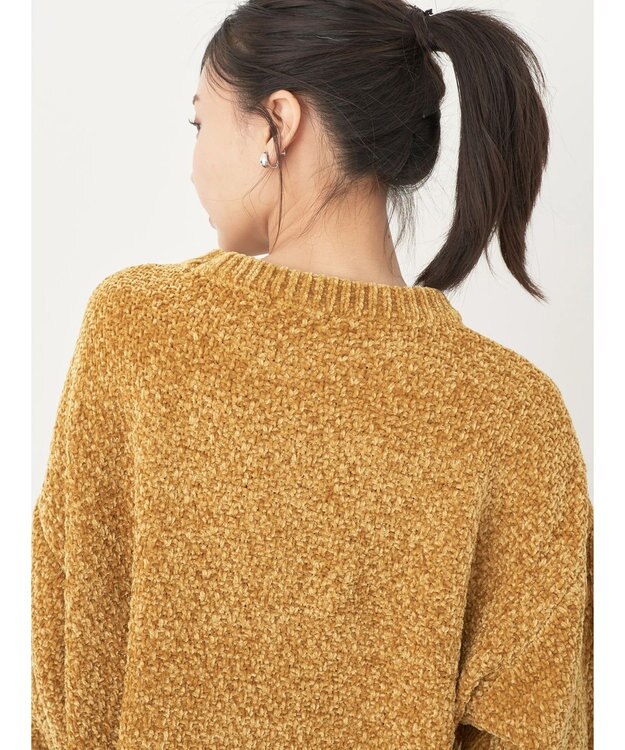 earth music&ecology シャイニーベロアモールプルオーバー Mustard