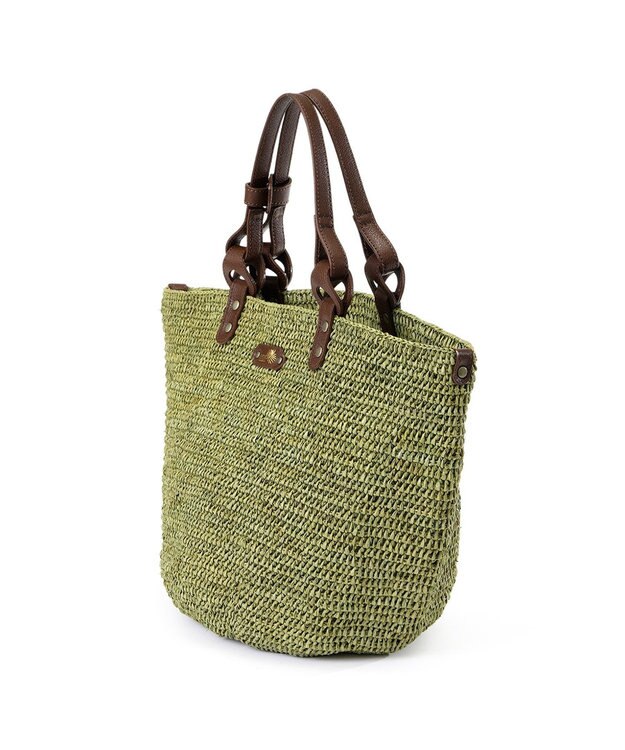 IBIZA ラフィア　ハンドバッグ（草木染め） カーキ