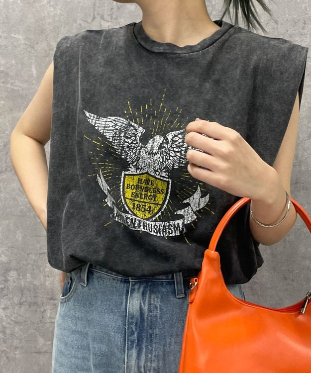 WEGO ヴィンテージウォッシュタックノースリーブT スミクロ