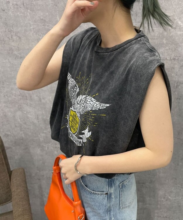 WEGO ヴィンテージウォッシュタックノースリーブT スミクロ