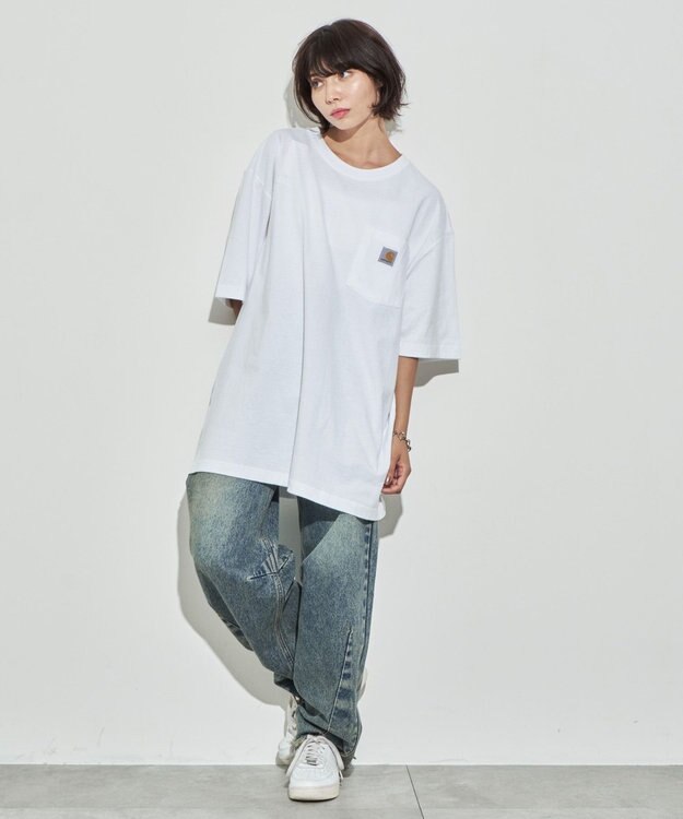 WEGO 【CARHARTT/ユニセックス着用ITEM】CARHARTTワンポイントポケットT(SS) ホワイト