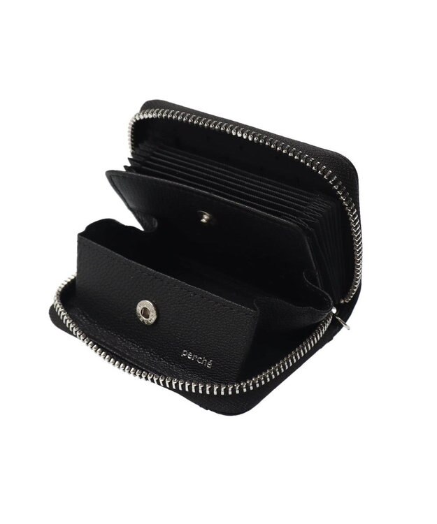 UNBILLION ペルケ perche / ドット刺繍ジャバラチャームウォレットショルダー ブラック