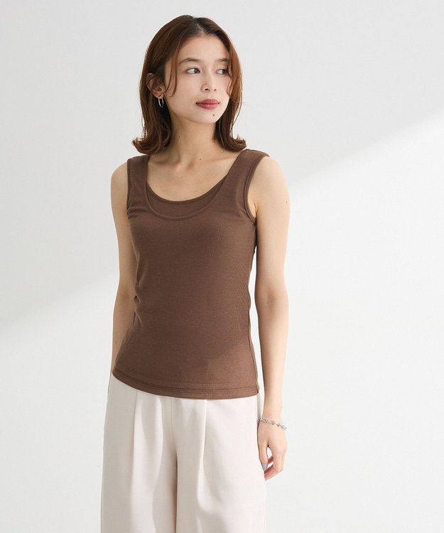 Green Parks ・Ｐｅｔｉｔ　Ｆｌｅｕｒ　レイヤードタンク Brown