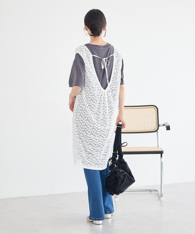 earth music&ecology 【2WAY】レースギャザーワンピース Off White