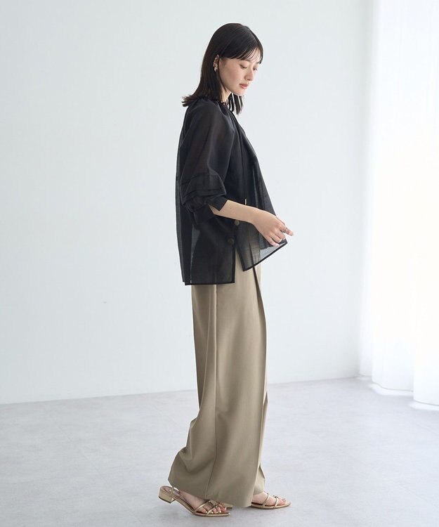 YECCA VECCA タックスリーブシアーシャツ Black