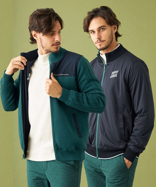 MEN】リバーシブル ニットブルゾン 1着で2つコーデが楽しめる 柔らかい