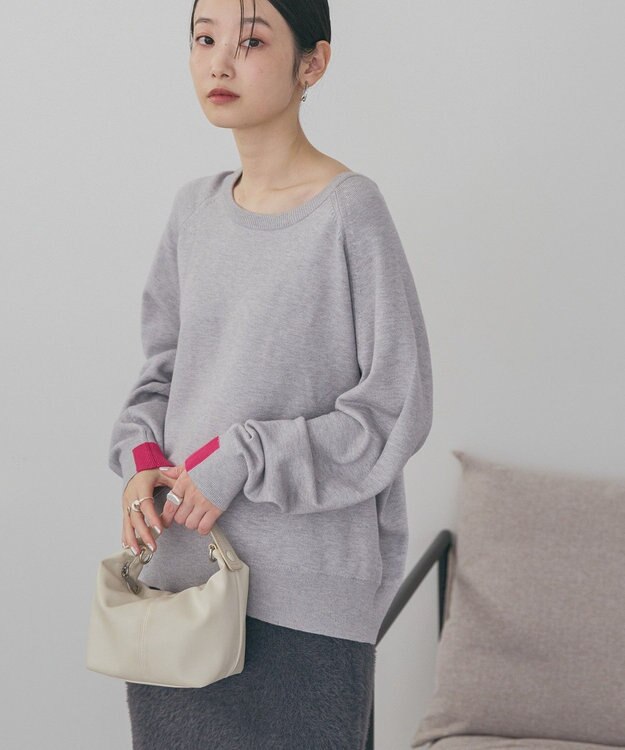 AMERICAN HOLIC バイパチラグランニットプルオーバー Light Gray Mixture